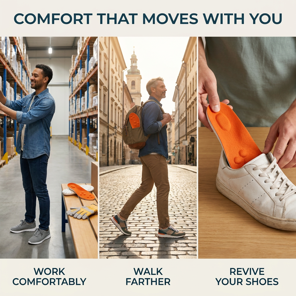 Solearo insoles at work, on a city walk and in everyday sneakers