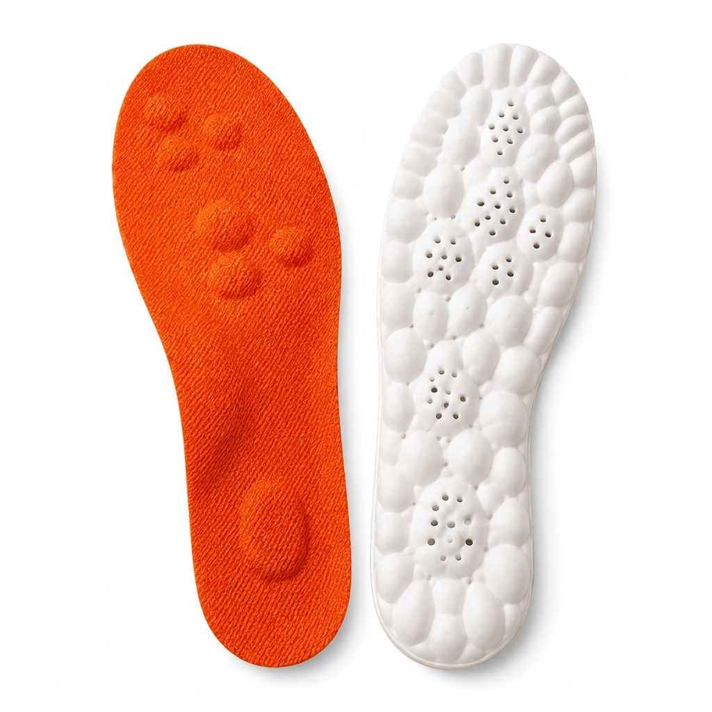 Solearo 4D Comfort Support Insoles, orange 4D top layer and white honeycomb base