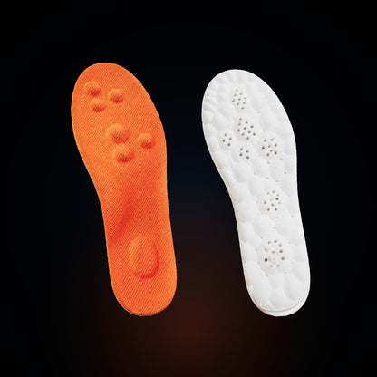 Solearo insoles: orange woven top and white 4D cloud foam base