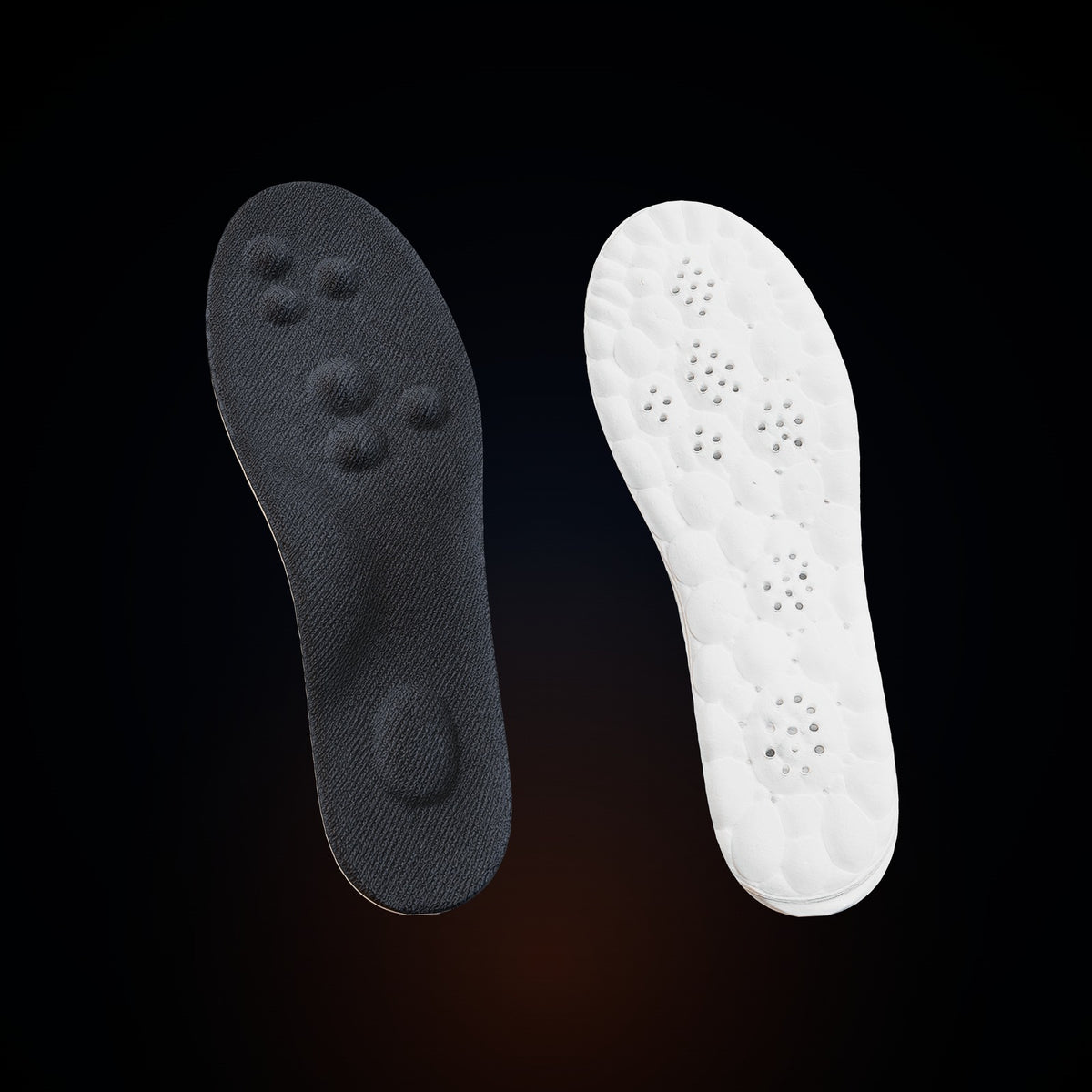 Solearo insoles, black top and white 4D cloud foam base